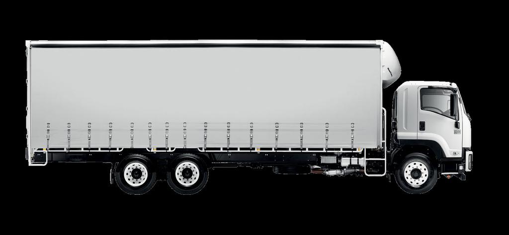 6X4 CURTAIN SIDER OUR MAXIMUM GVM CAPACITY RANGE INCLUDES 4X2, 6X2 WITH LAZY AXLE, 6X4 AND 8X4 CONFIGURATIONS, WITH 295HP (221kW) AND 350HP (257kW) ENGINES.