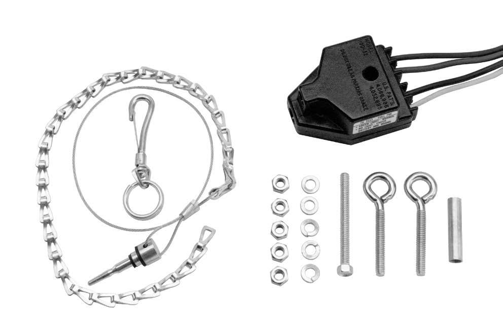 Parts List Mounting hardware included with the Safety Sentry Breakaway Switch kit: Qty Part 1 Chain/lanyard with snap hook 1 2-1/2 Bolt 1 1-5/8 Sleeve 2 Eyebolts 5 Lockwashers 5 Nuts Failure to