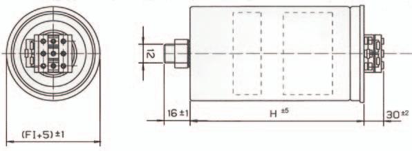 Three-phase capacitors KNK 1053 (dry) Tehnični podatki: Nazivna napetost Un Rated