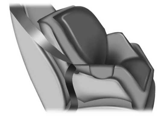 While holding the shoulder and lap belt portions together, route the tongue through the child seat according to the child seat manufacturer's