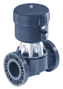 /-way Diaphragm Valve with plastic body, pneumatically operated, 1/ 3 with true union 3 with fl ange pplications with aggressive media Flow optimised body with zero dead volume Self draining