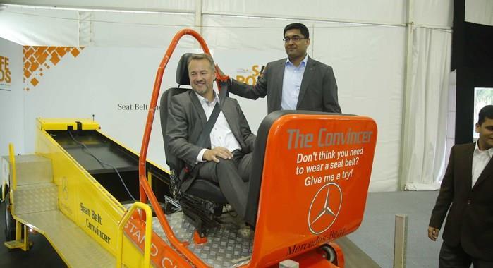 Mercedes-Benz takes road safety awareness campaign to Kerala by Autocar Pro News Desk Aug 31, 2016 Manu Saale, MD and CEO, MBRDI and Jochen Feese, Head of Accident Research, Pedestrian Protection and