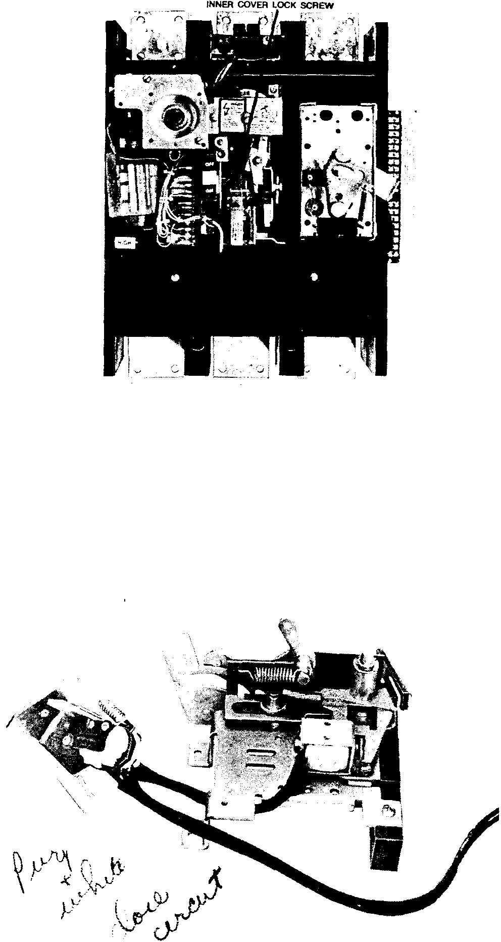 2. Electrically Operated Breaker a. Outer Cover RemovaL-See Fig. 18 or 19. 1. Press the OFF button on the circuit breaker. 2. Disconnect all external leads from the terminal board. 3.
