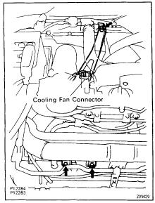 ENGINE EG355 COOLING FAN REMOVAL Installation is in the reverse order of removal. 1. REMOVE ENGINE UNDER COVER 2. REMOVE COOLING FAN (a) Disconnect the cooling fan connector.