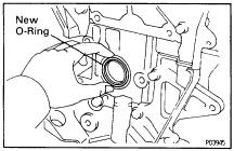 INSTALL WATER PUMP (a) Install a new Oring to the cylinder block. (b) Install a new gasket to the water pump. (c) Connect the water pump to the water bypass pipe.
