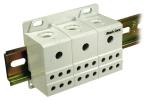 THREE PHASE POWER DISTRIBUTION BLOCKS 38075 38073 Speed of mounting and wiring IP20 Finger Safe DIN Rail or Panel Mount Blocks fit with other DIN Rail mountable modular devices Same compact size for