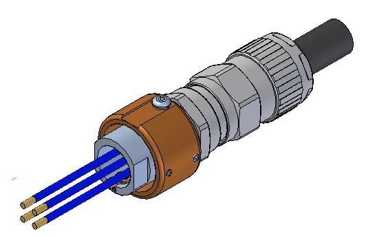 The stud on the earth crimp should not protrude from the outer diameter of the rear shell. Adjust if necessary. Crimp with suitable tool.