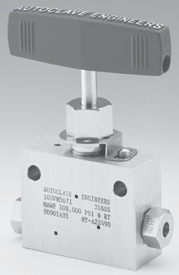 Needle Valves - 00V & 50V Series Pressures to 50,000 psi (0350 bar) Pressure Rating iameter Orifice psi (bar) Size onnection Size Rated @ Room Inches Inches (mm) v * Temperature** Series 00V /4, 5/6,