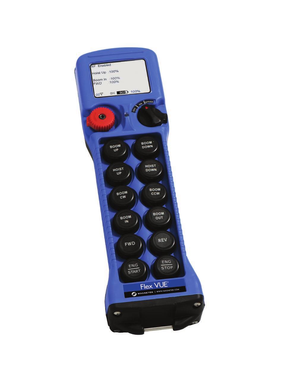 RADIO REMOTE CONTROLS TRANSMITTERS FLEX VUE TRANSMITTER Available with several options to meet the needs of a variety of applications and industries Choose between 4, 8, and 12 two-step or stepless