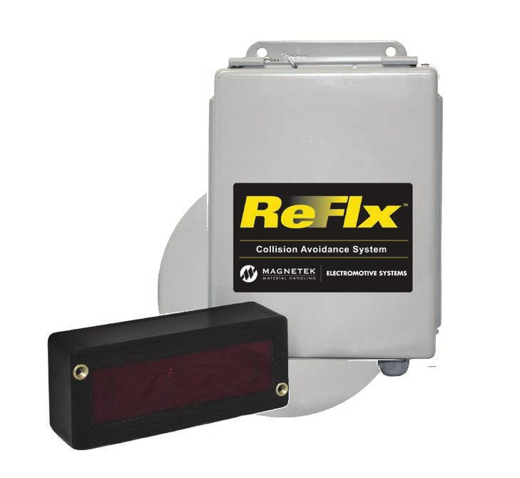 COLLISION AVOIDANCE SYSTEMS 8 ReFlx 45 Cost-effective system, ideal for a single stop action All electronic components are built into one housing, enabling easy installation on overhead material