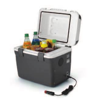 5-litre bottles, fold-up lid with two quick-lock closures, cold / warm switch, cable compartment integrated in the lid DC connection cable CE, TÜV/GS, e-approved to 2006/28/EC (Automotive EMC