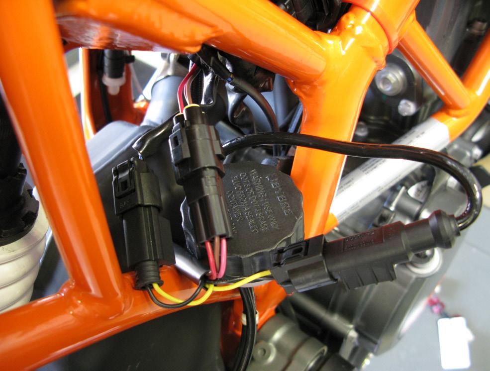 5.5 1. Locate the factory rear wheel speed sensor connector which can be found on the right hand side of the bike above the rear brake fluid reservoir. 2.
