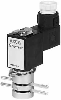 EATRES Solenoid valve suitable for cutting off the fl ow of a fl uid by pinch or sterile, aseptic, physiological and food applications No turbulence or gap when cutting off fl ow by pinch Silent