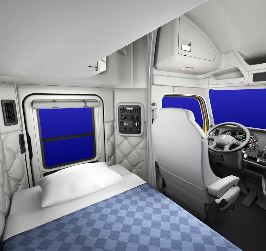 When the schedule requires a layover, the Kenworth s 52-inch sleeper is a welcome sanctuary. It measures 94 inches wide with a generous walkthrough and stand-up-andstretch headroom.