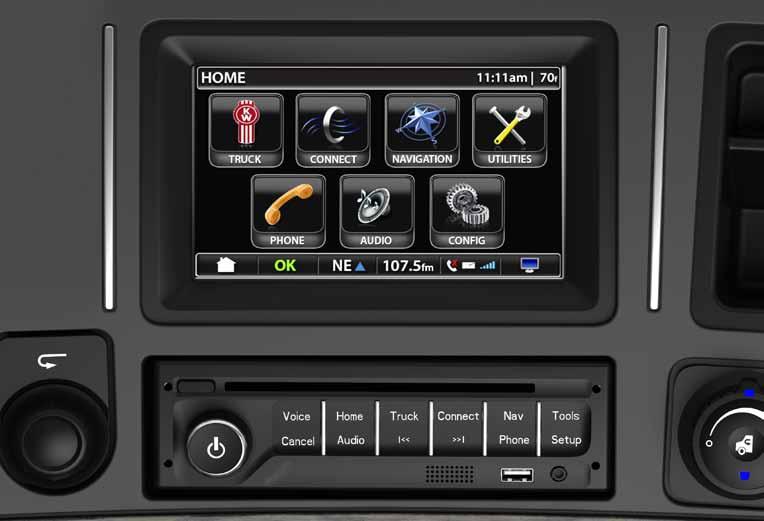 Kenworth NavPlus, beautifully integrated into the dash of your T680, presents cutting-edge telematics, navigation, diagnostics and business system features at