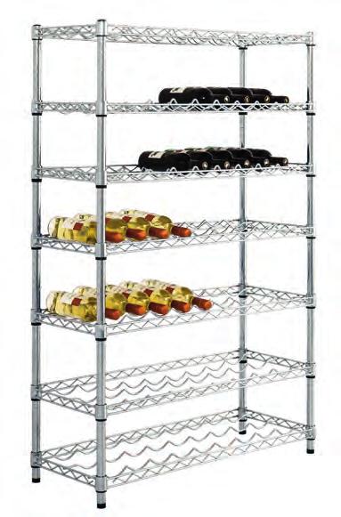 85 includes uprights with adjustable feet, 4x wine shelves and plastic collars for all 