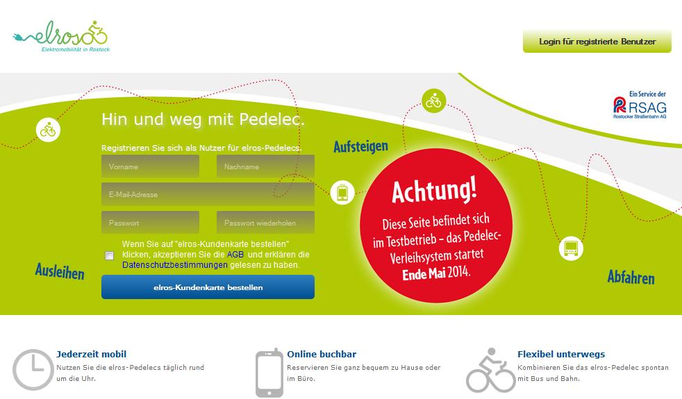 Landingpage: www.elros-leihen.de Two ways of registration: 1. self-registration on the Internet: PC or smartphone 2.