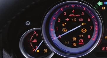 Instrument Cluster instrument cluster dimmer Low Fuel KEY Warning Light (Red) Advanced key not detected or transmitter battery is dead.