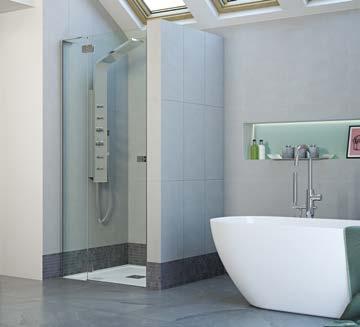 Aspen 8 Frameless Hinge Door Robust durable hinges support 8mm glass to allow anyone to achieve a minimal look.