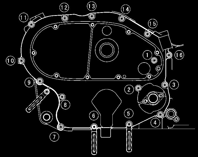 B A Drive the bearing int the crankcase until it seats. Replace the inner transmissin cver gasket with a new ne.