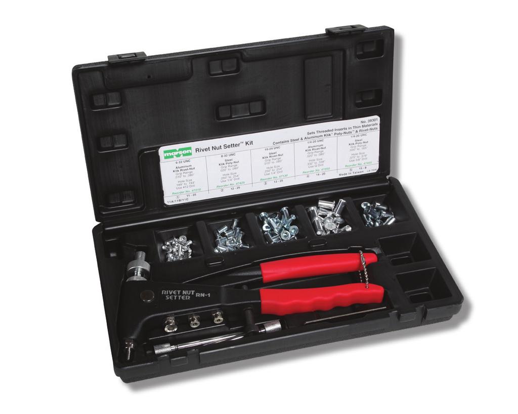 Rivet Nut Tools & Kits New marson head Rivet Nut Kit/M90 Model M90 Rivet Nut Kit contains the M900 Rivet Nut tool in a molded plastic case; mandrels and nosepieces for 6-2, 8-2, 0-24 and /4-20,