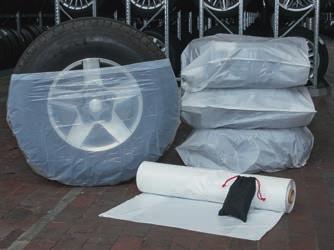 Workshop Range Tyre Bags for clean transportation of tyres improves your customer service after the tyre change Standard Size L = 650/210 x 860 mm white polythene 1 compact roll plain 100 pieces 300