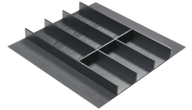Solid ash wood, black Segment cutlery insert H x W x D = 52 x 285 x 473 mm incl. fitting anti-slip mat in black (AR2M.