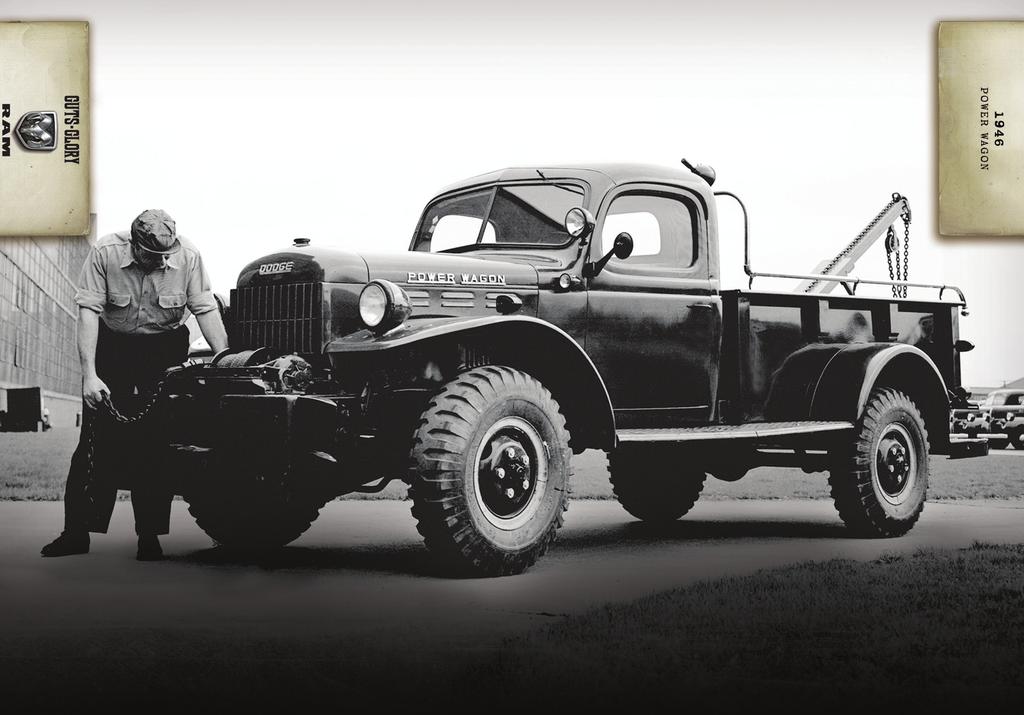 1940 1941 Fluid Drive available on all Dodge trucks 1946 The Power Wagon, based on the U.S.