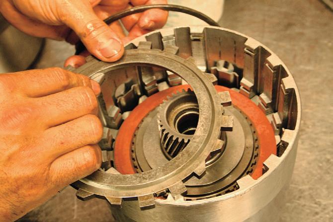 Each of the three components of the planetary can be held stationary, creating a different gear ratio.