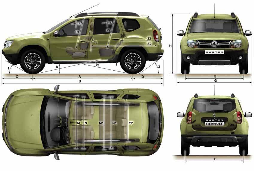 Dimensions Dimensions BOOT CAPACITY (DM3) To top of rear seatback 475 Rear seats folded, up to roof 1,636 DIMENSIONS (MM) A Wheelbase 2,674 B Overall length 4,315 C Front overhang 816 D Rear overhang