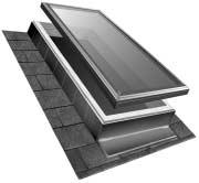 Deck mounted skylights combine an insulating glass lens, a wood frame and protective cladding into one unit that is mounted directly to the roof deck.