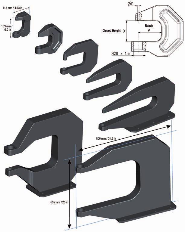Special C-Yokes For RB46 DESCRIPTION For each special application, the C-yoke s shape is optimized for weight, flexure, and strength with a fine element analysis software.