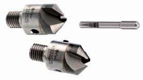 Cutters with Inserted Pilot for Rivets and Screws Carbide HSS-E PCD FOR USE WITH ALUMINIUM STEEL TITANIUM COMPOSITE KEVLAR Carbide HSS-E PCD* HSS-E Carbide Centering cone MICROSTOP CAGE REF CHAPTER A