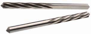 Fluted Hand Reamers Carbide HSS-E SPECIFICATIONS FOR USE WITH ALUMINIUM STEEL TITANIUM COMPOSITE HSS-E Cobalt 15 left hand spiral flutes Overall length: 100 mm / 4 in or 130 mm / 5.