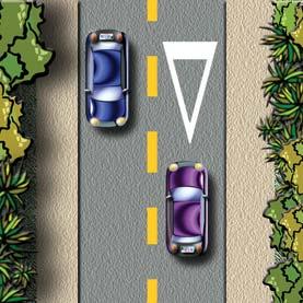 Yield line is a line of triangles extending across the roadway that may be used with a yield sign to show the point at which you must yield or stop, if necessary.