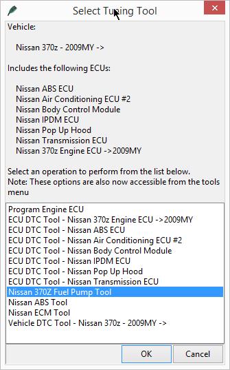 The ProECU special tools are also available for the Nissan GTR and include features like Idle Learning, Gearbox Learning, Clutch Adjustments, Cylinder Power Balance, ABS calibration, Fuel Pump