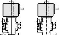3/2 way direct solenoid operated poppet valves VR24 G1/4, 1/4 NPT or flanged with NAMUR interface Dimensions Valves Dimensions shown in mm 1 2 3 VALVES 2 4 2 Port size