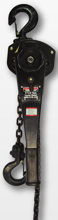 21-1999 Lever Hoists Lever Chain Hoist Automatic brake system holds load in any position Freewheeling feature without load for quick load attachment All steel construction with durable powder-coat
