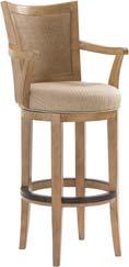 Woven split rattan back; upholstered seat; metal kick plate Available in any Lexington Upholstery fabric or COM.