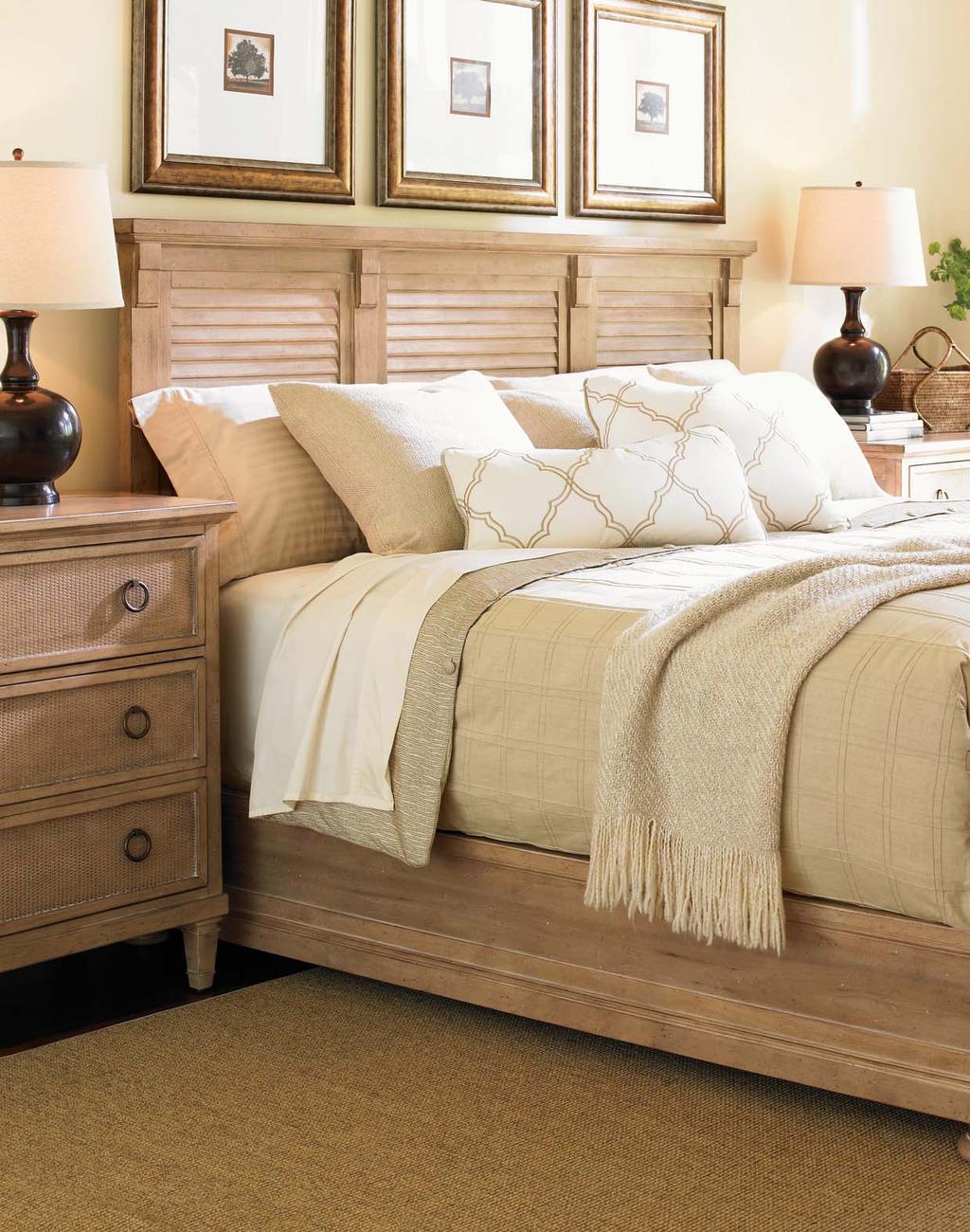 The Cypress Point bed features a louvered panel