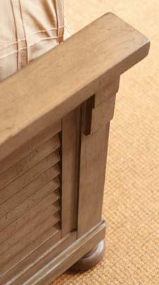 Woven rattan drawer fronts on the Morro Bay Dresser,
