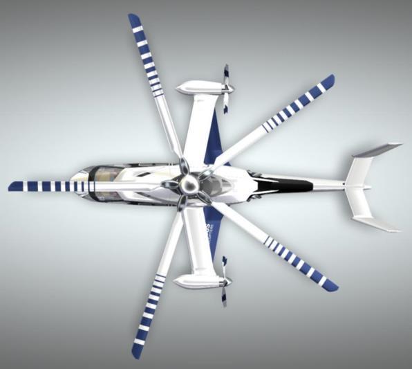 From X³ to CS2/RACER Lateral rotor - thrust and anti-torque in hover - lever arm increased for better anti-torque efficiency Upper Wing swept back