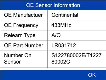 Sensor Select Scan Sensor Place tool close to the sensor - If sensor is good (shown