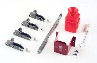 Included in the basic set: lift tool, lube bottle & swab, and steel 3-position clamps.