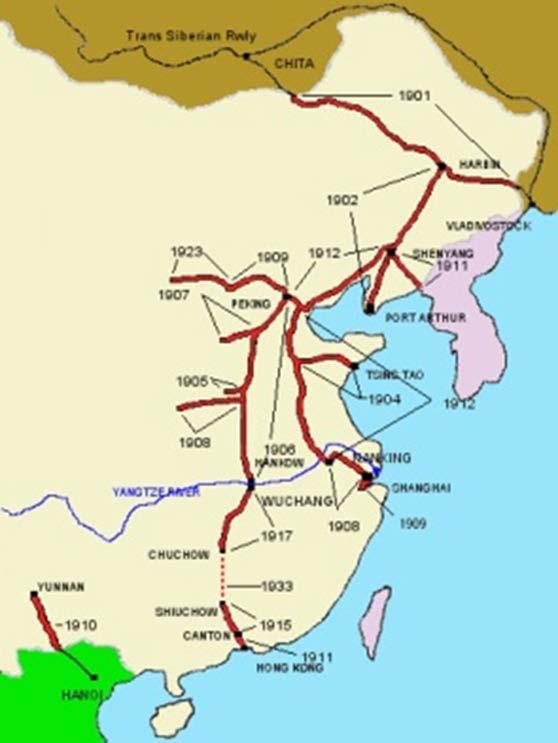 The History of Rail Traffic in China Zhang Tianyou From the 1890-1905, nearly all railways in China were planned, financed, and operated by foreign powers pursuant to