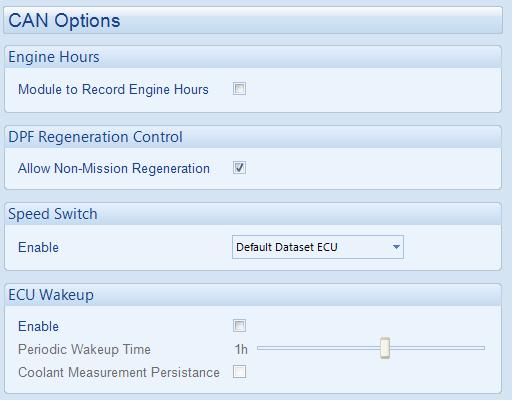 Edit Configuration - Engine 4.10.2 CAN OPTIONS Available for ECUs which require the engine speed to drop during a manual regeneration cycle.