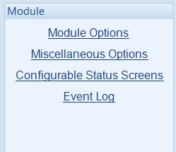 Edit Configuration - Module 4.2 MODULE The module page is subdivided into smaller sections. Select the required section with the mouse.