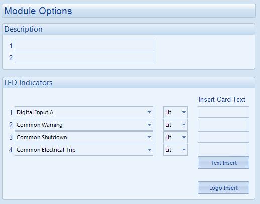 1 MODULE OPTIONS Allows the user to select the function of the modules user configurable LED indicators.