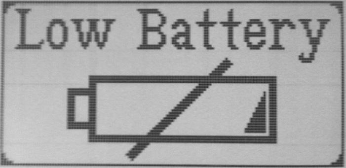 Lafayette Manual Muscle Test System Low Battery Indicator Screen & Charging The low battery indicator screen is shown when the battery needs to be charged.