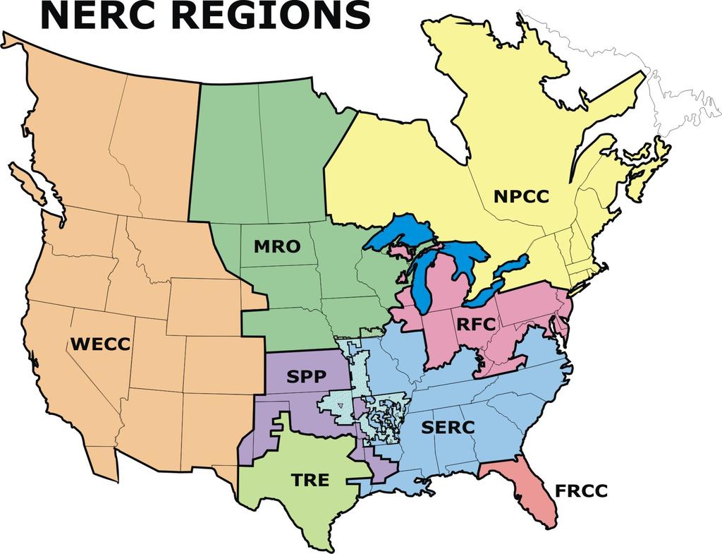 MRO-Midwest Reliability Organization NPCC-Northeast Power Coordinating Council RFC-Reliability First Corporation WECC- Western Electricity Coordinating